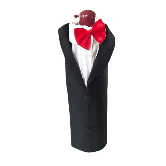 Vintage Handmade Fabric Wine Bottle Covers – Tuxedo, Vest, Bow Tie, Pocket Watch - Picture 3 of 7